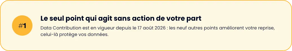 Priorité numéro 1 de la reprise : vérifier le paramètre Data Contribution