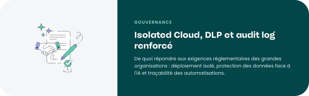 Gouvernance renforcée : Isolated Cloud, DLP pour l'IA et audit log