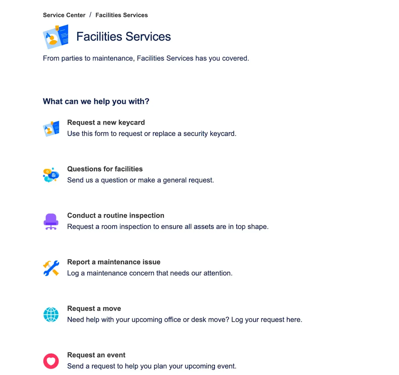 JSM liste des types de demandes - Seibert Projets