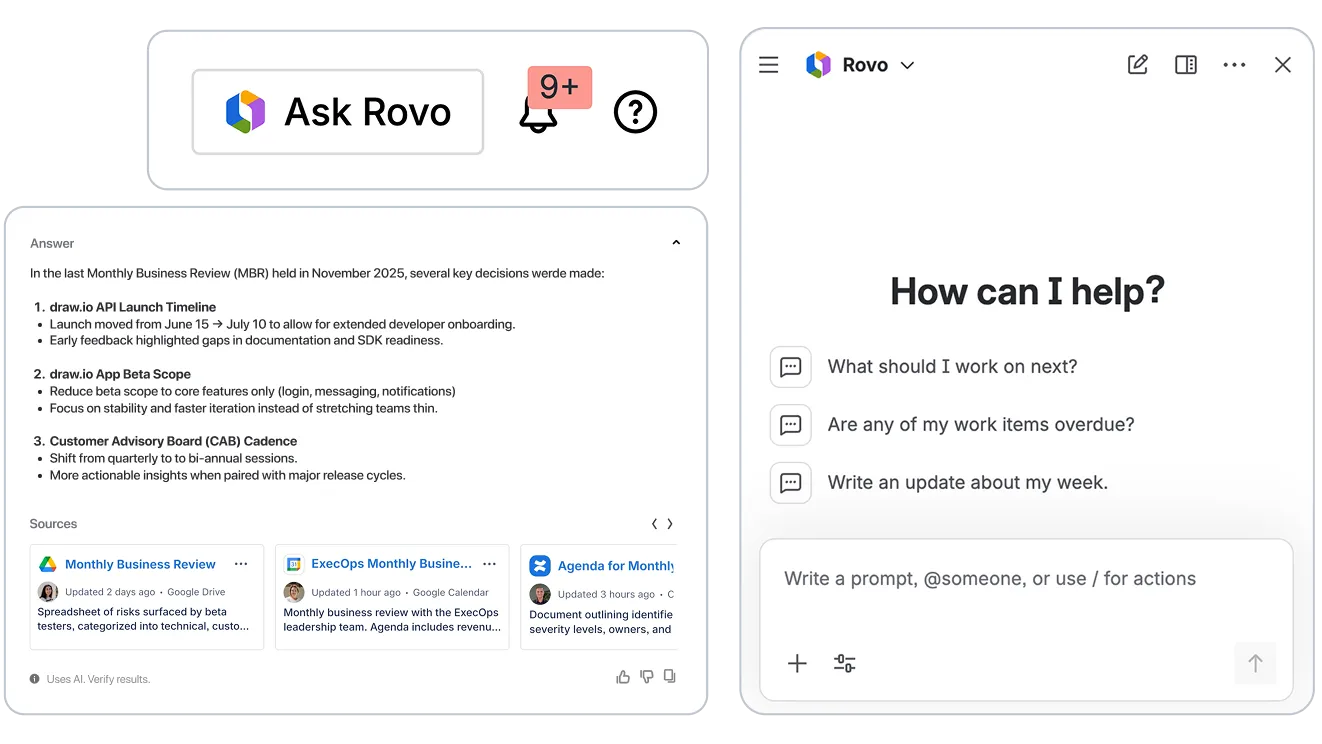 Rovo – aperçu interactif du produit